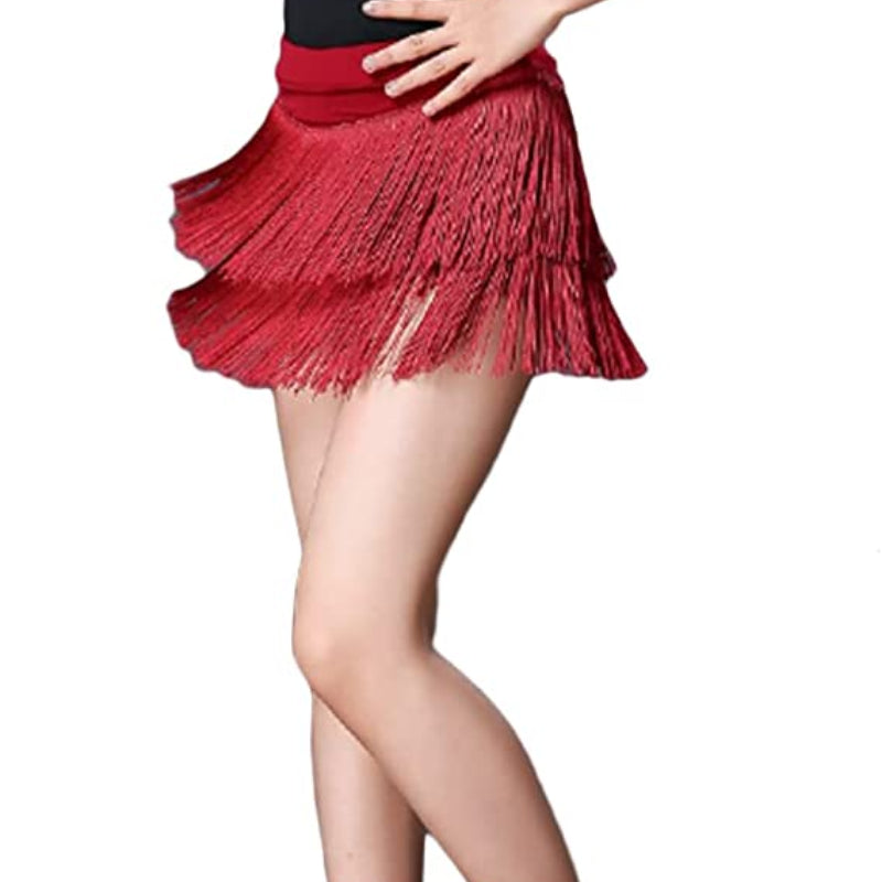 Girls Fringe Hip Tassel Latin Dance Skirt