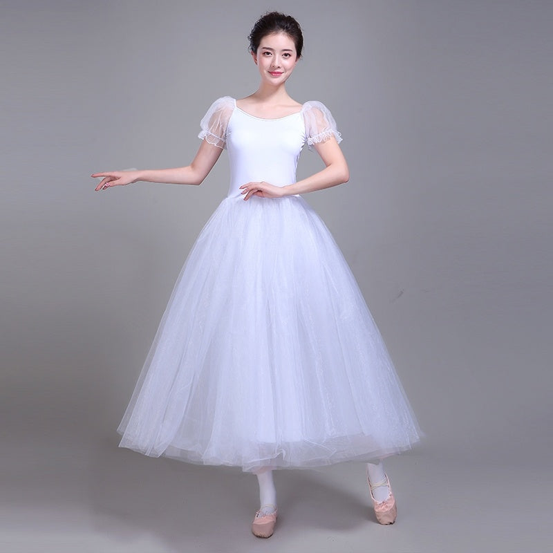 Womens Ball Gown Long Boat Neck Puff Sleeve Ballet Dress DANCEYM Womens Ball Gown Long Boat Neck Puff Sleeve Ballet Dress DANCEYM