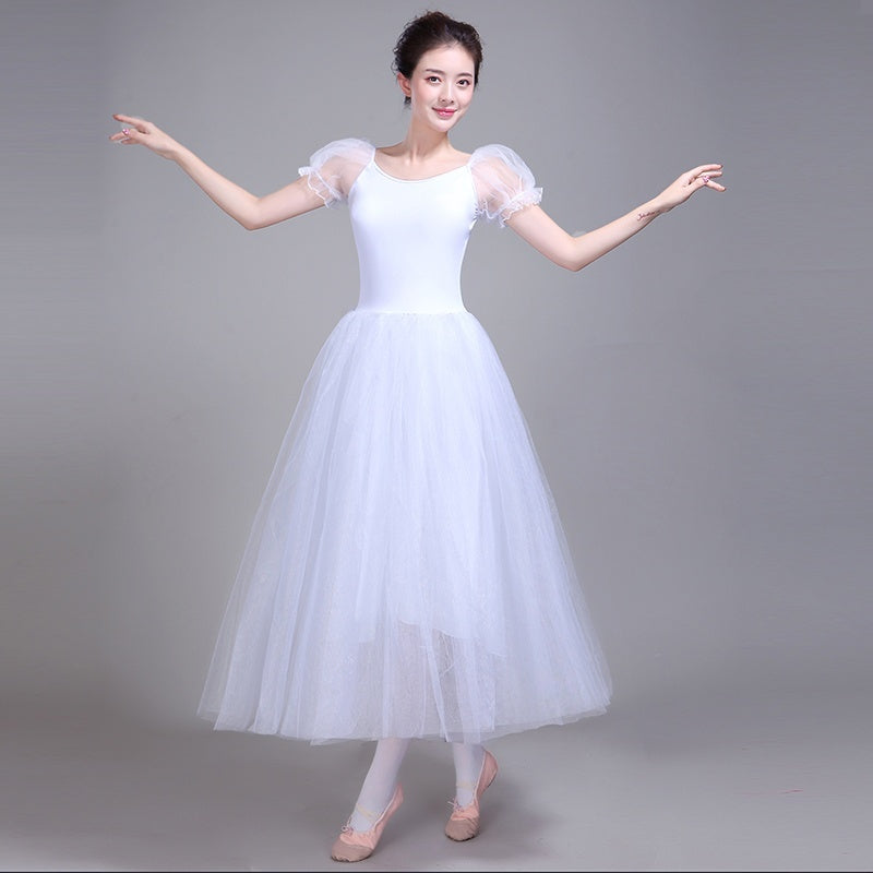 Womens Ball Gown Long Boat Neck Puff Sleeve Ballet Dress DANCEYM Womens Ball Gown Long Boat Neck Puff Sleeve Ballet Dress DANCEYM