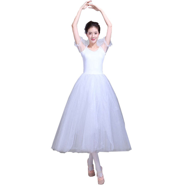 Womens Ball Gown Long Boat Neck Puff Sleeve Ballet Dress – DANCEYM