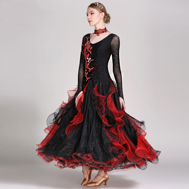 Ball Gown Long Ballroom Dress with Embroidery