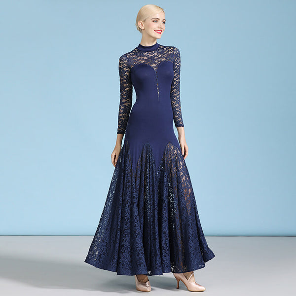 Flared Ballroom Dress with Lace
