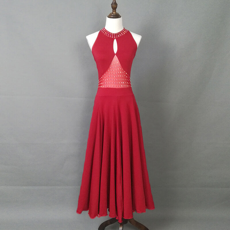 Flared Long Ballroom Dress with Beading