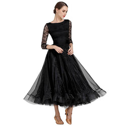 Womens A-Line Long Boat Neck 3/4 Length Sleeve Ballroom Dress Lace DANCEYM Womens A-Line Long Boat Neck 3/4 Length Sleeve Ballroom Dress Lace DANCEYM