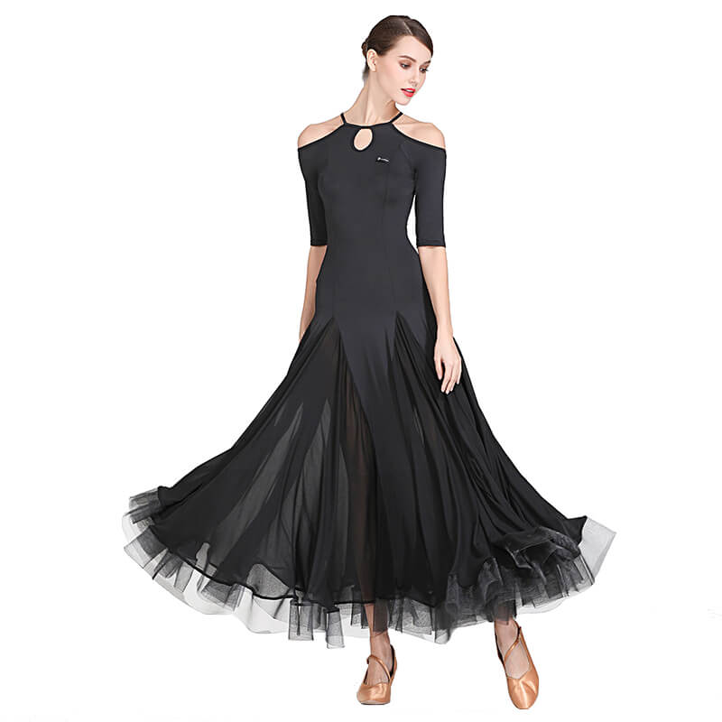 black half sleeve ballroom dress 1