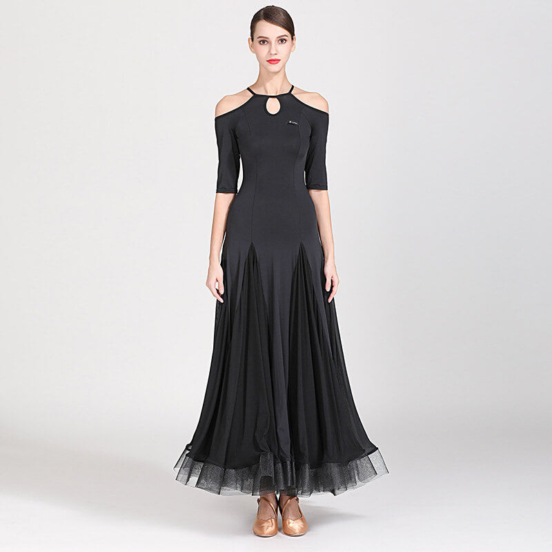 black half sleeve ballroom dress 2