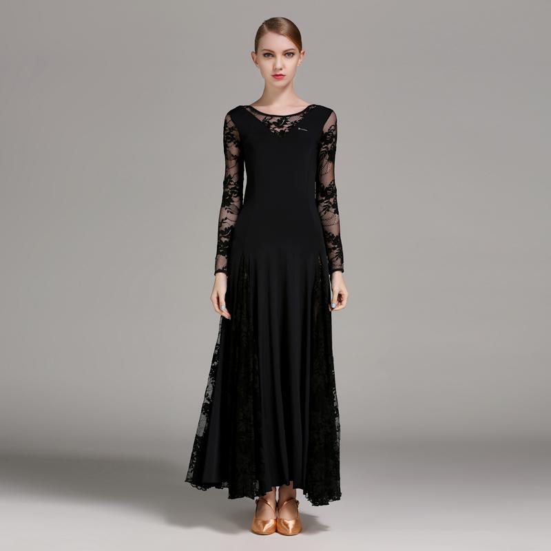 black lace ballroom dress