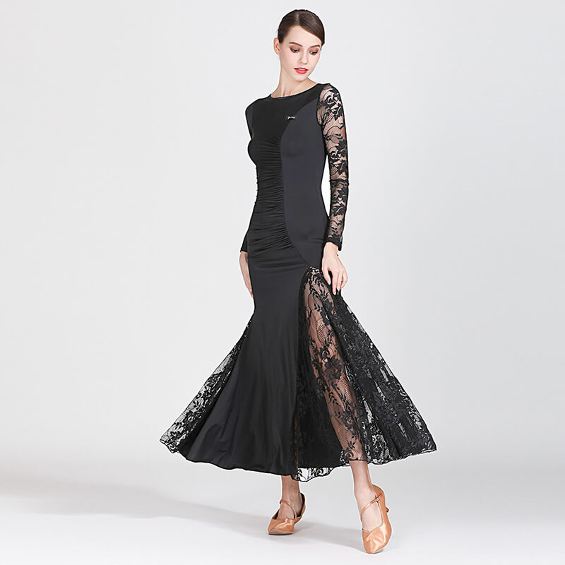 black shirring ballroom dress 2