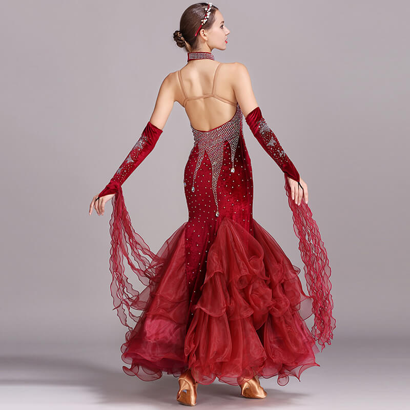 Womens Ball Gown Maxi Collarless Split Sleeve Ballroom Dress Glitter DANCEYM Womens Ball Gown Maxi Collarless Split Sleeve Ballroom Dress Glitter DANCEYM