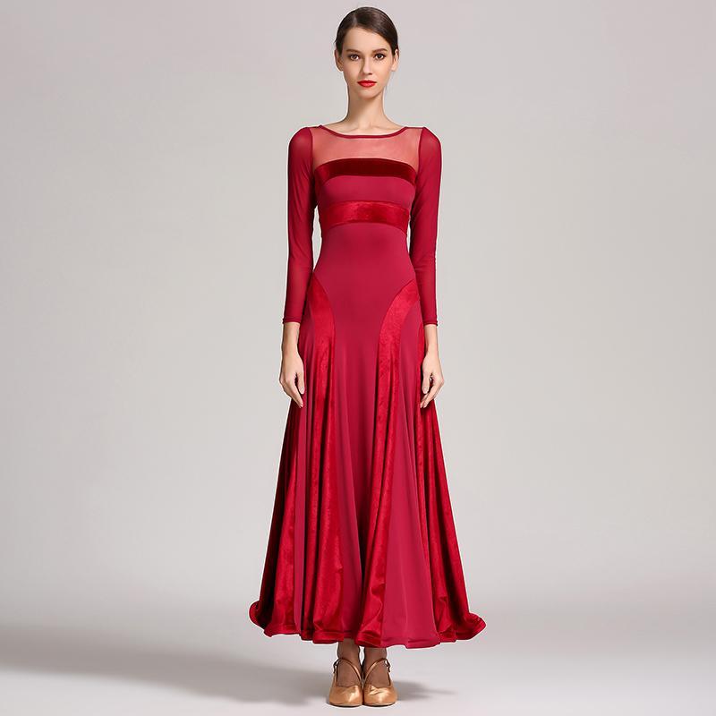 Womens Ball Gown Maxi Boat Neck Sheer Sleeve Ballroom Dress with Mesh –  DANCEYM