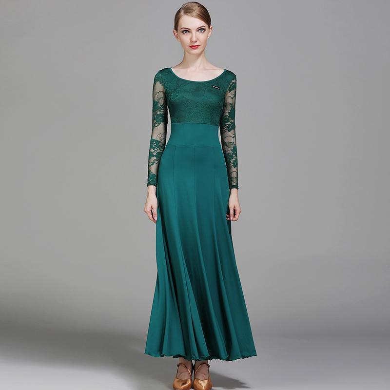 Empire Long Ballroom Dress with Lace