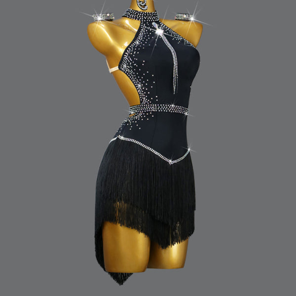 Customized Latin Competition Rhinestone Dance Dress