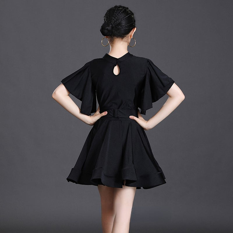Girls Latin Dance Dress Short Flare Sleeve Rumba Tango Performance Dancewear DANCEYM Girls Latin Dance Dress Short Flare Sleeve Rumba Tango Performance Dancewear DANCEYM