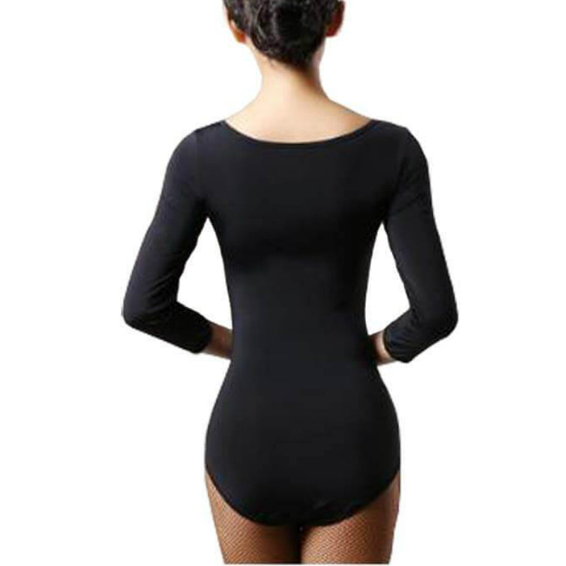 Boat Neck 3/4 Sleeve Dance Leotard with Cutouts