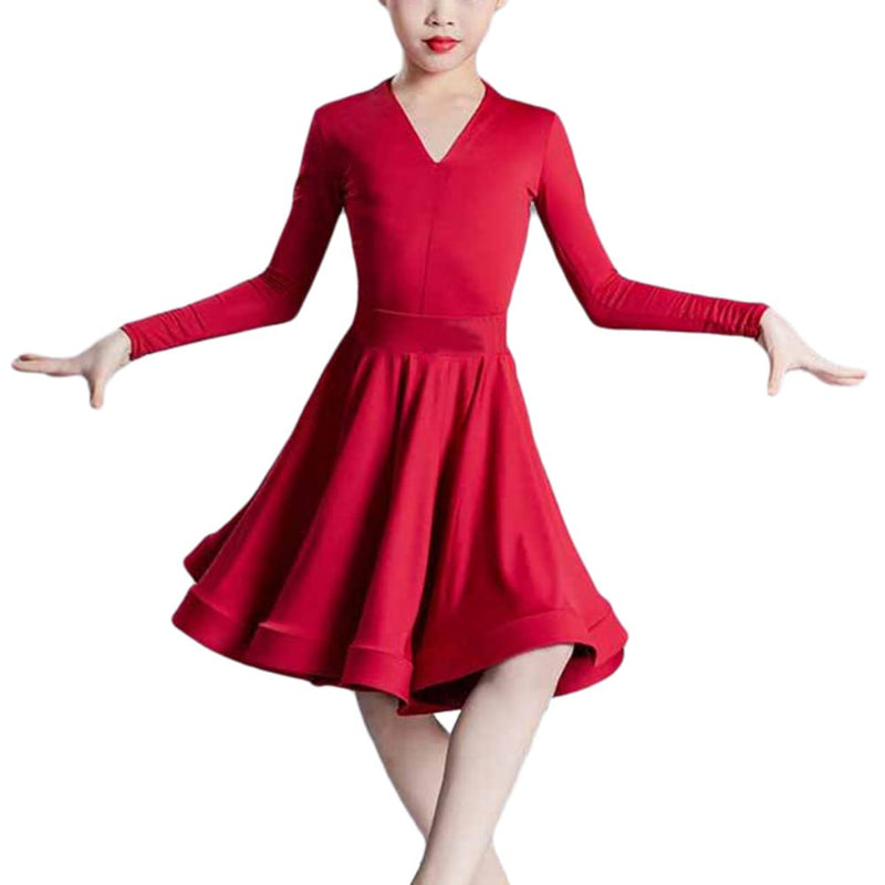 dress for dancesport Girls Long Sleeve Latin Dance Dress Ballroom Ballet Tango Performance – DANCEYM