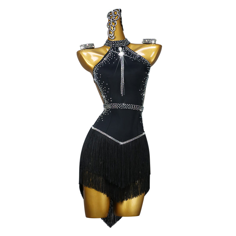 Customized Latin Competition Rhinestone Dance Dress