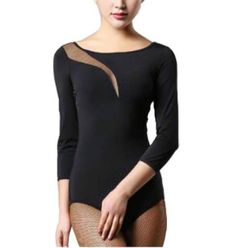 Boat Neck 3/4 Sleeve Dance Leotard with Cutouts