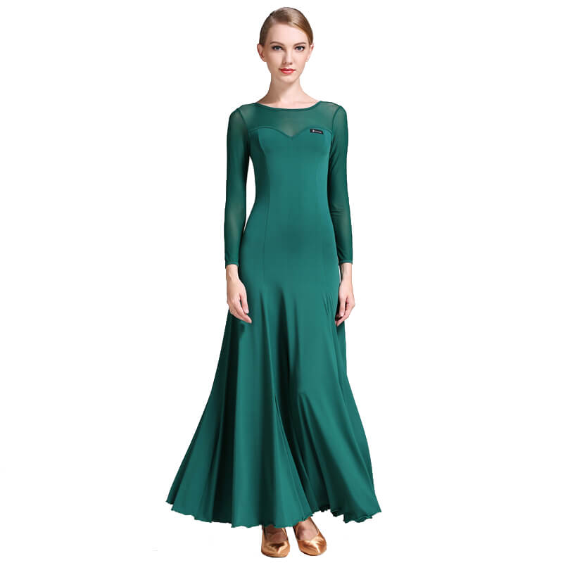 Womens Draped Maxi Boat Neck Long Sleeve Ballroom Dress DANCEYM Womens Draped Maxi Boat Neck Long Sleeve Ballroom Dress DANCEYM