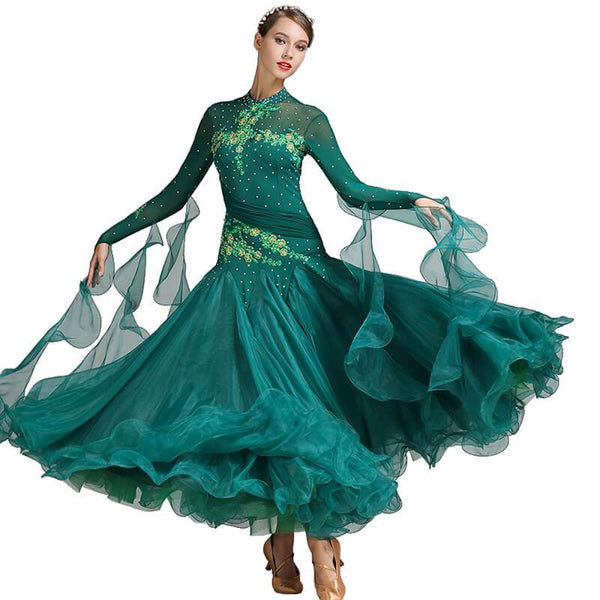 green ballroom dance dress