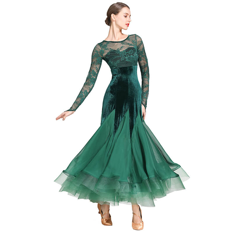 Womens Fishtail Maxi Boat Neck Lace Sleeve Ballroom Dress Lace DANCEYM Womens Fishtail Maxi Boat Neck Lace Sleeve Ballroom Dress Lace DANCEYM