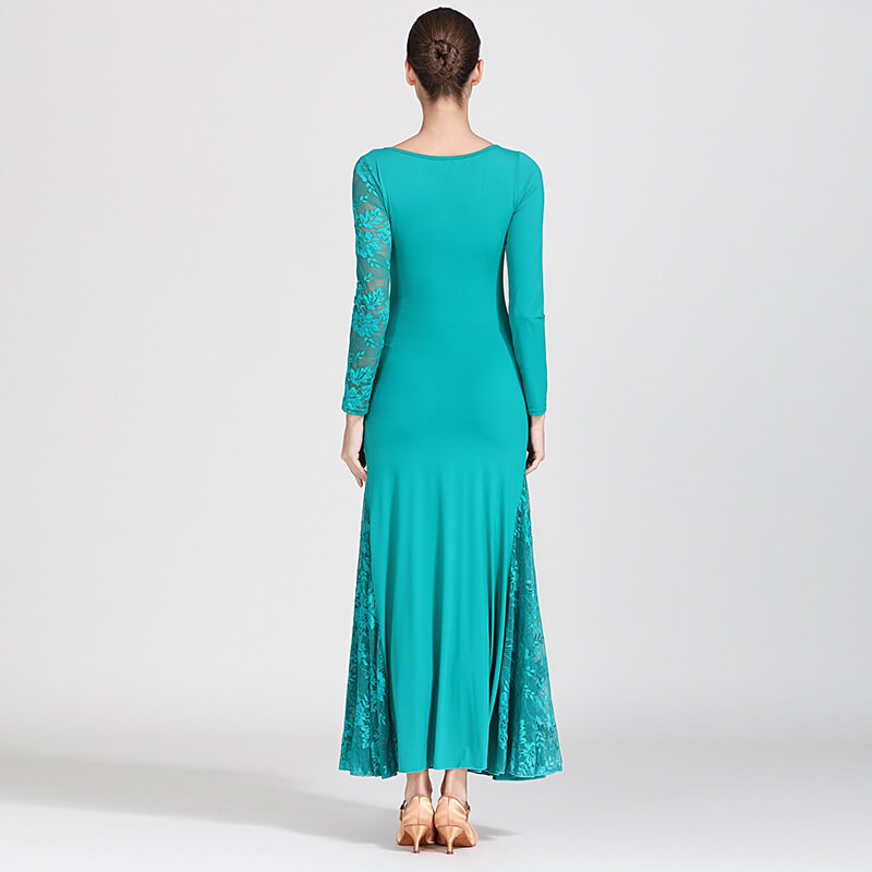 green shirring ballroom dress 3
