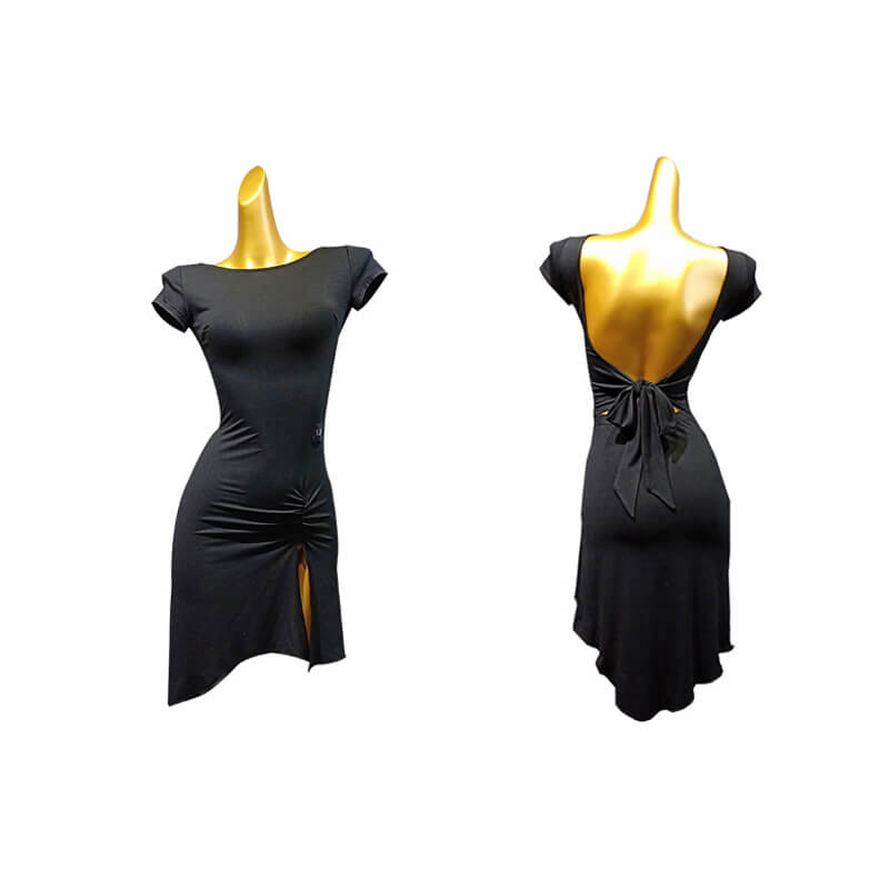 Asymmetric Short Latin Dress with Fold