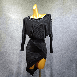 Boat Neck Long Sleeve Latin Dress