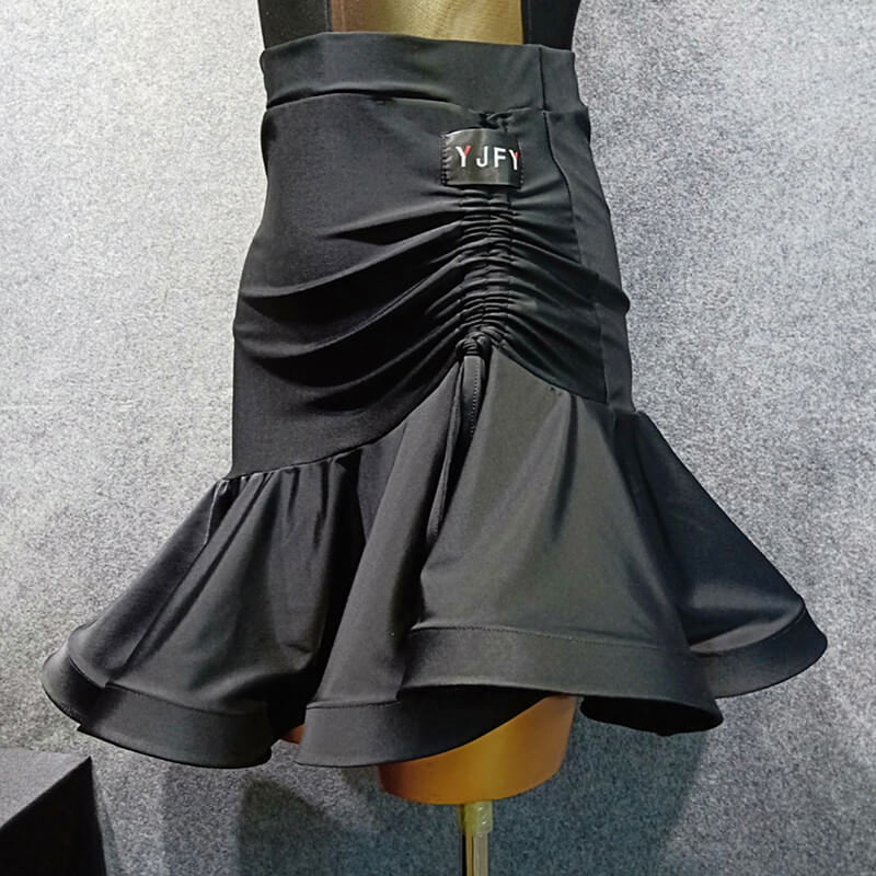 Asymmetric Short Latin Skirt with Drawstring