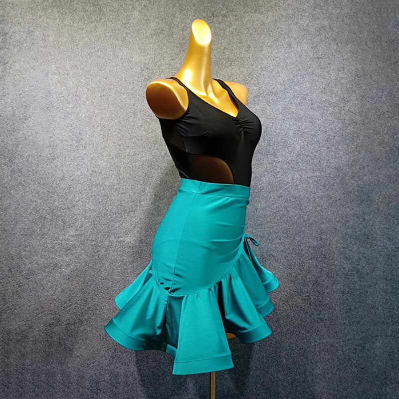 Asymmetric Short Latin Skirt with Drawstring
