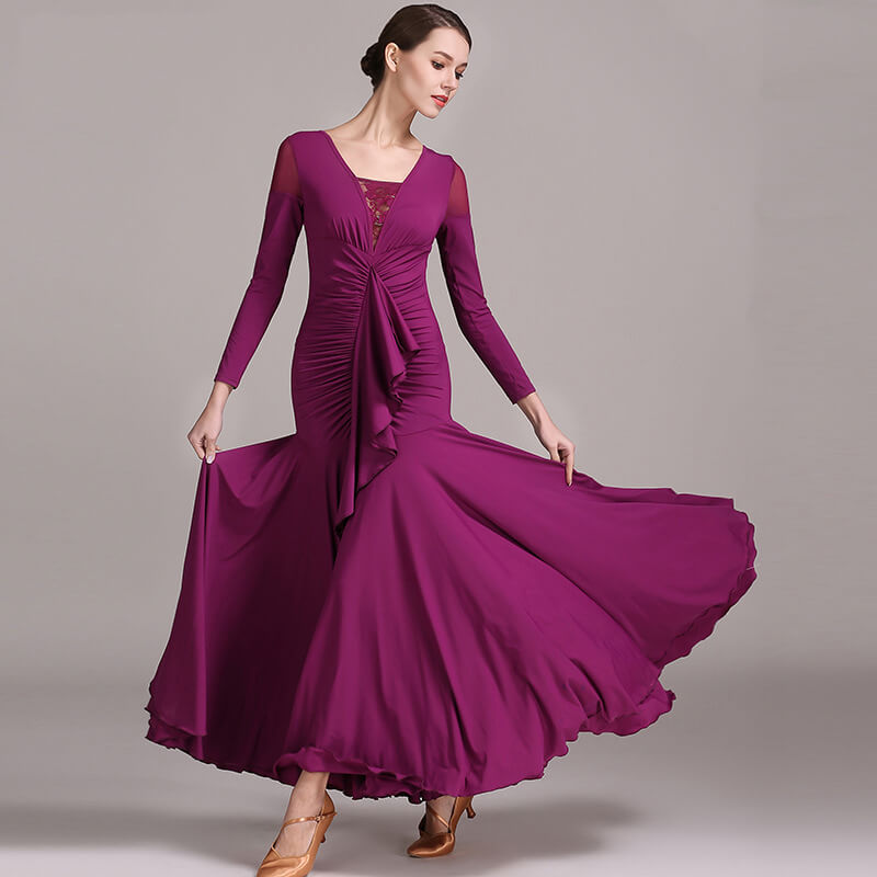 purplish red ballroom dance dress