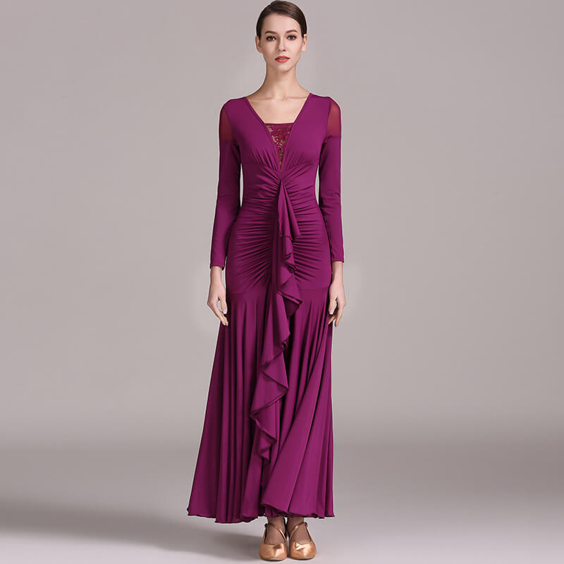 purplish red ballroom dress