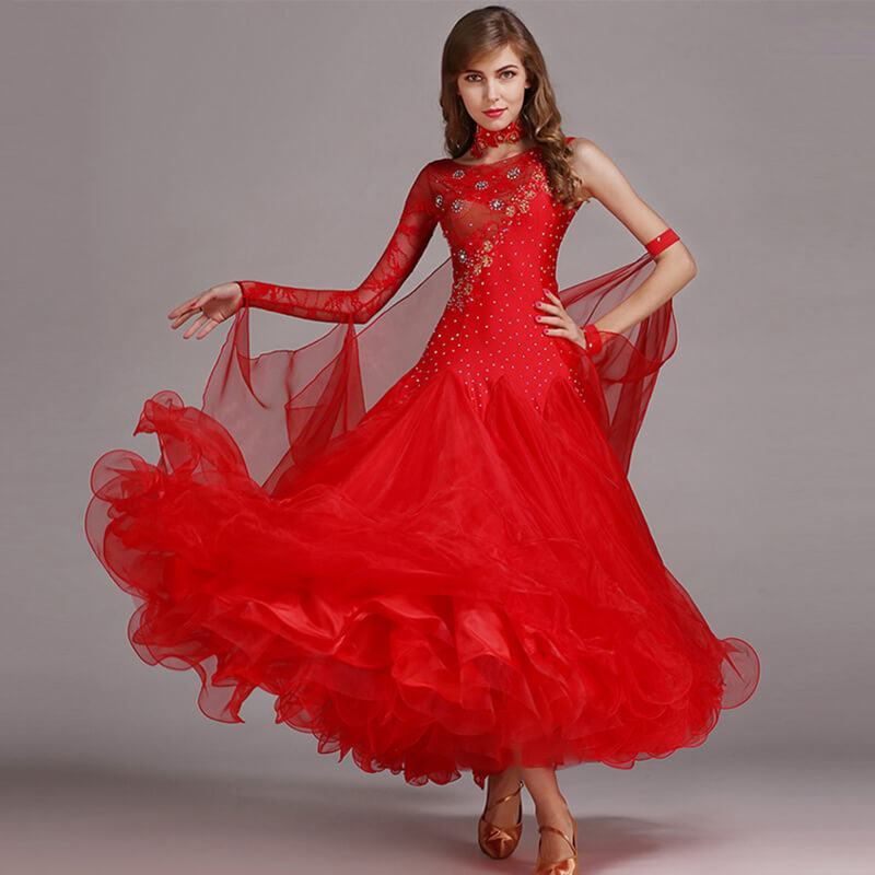 red ballroom dance dress