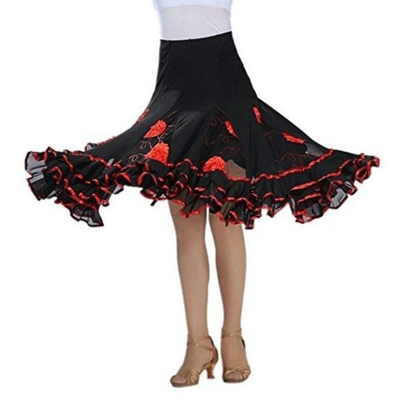 red ballroom skirt