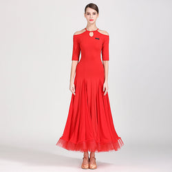 red half sleeve ballroom dress 1