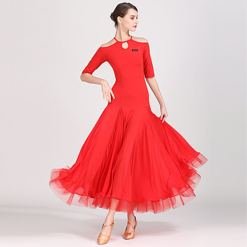 red half sleeve ballroom dress 3