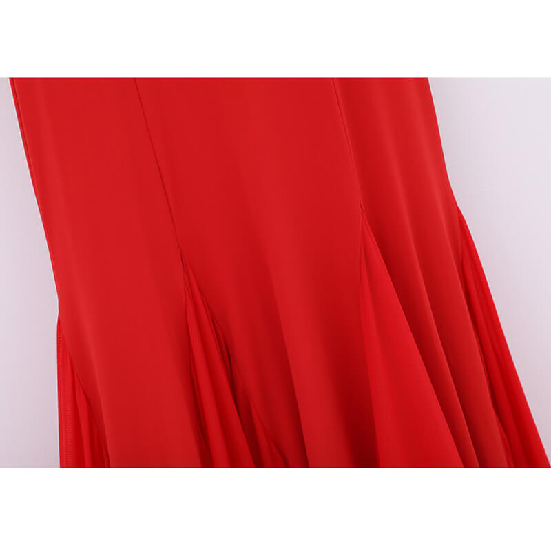 red half sleeve ballroom dress details 3