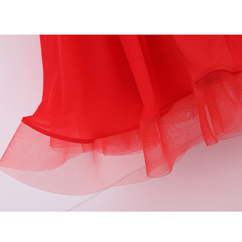 red half sleeve ballroom dress details 4