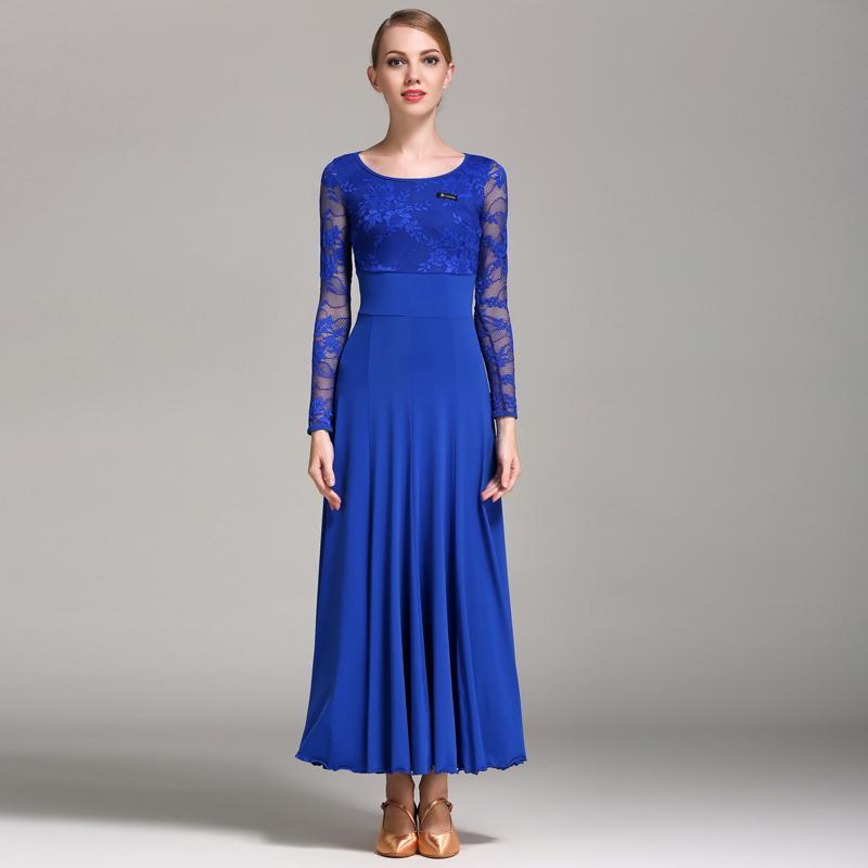 Empire Long Ballroom Dress with Lace-Sapphire Blue