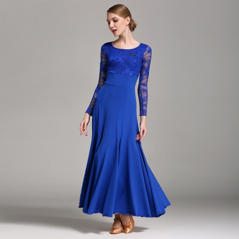 Empire Long Ballroom Dress with Lace-Sapphire Blue