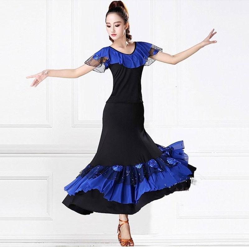 sapphire blue ballroom dance skirt