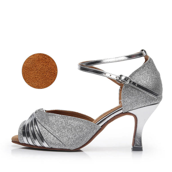 silver ballroom shoes 7.5cm heel