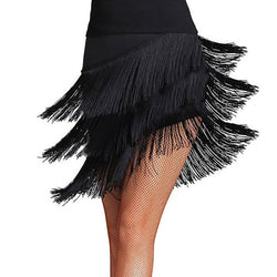 tassel latin dance skirt-black-5