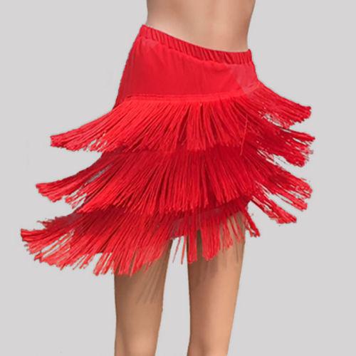 tassel latin dance skirt-red
