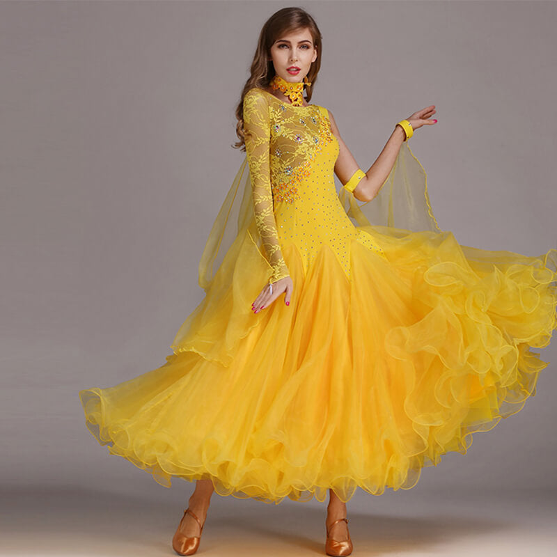 yellow ballroom dance dress